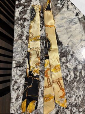 Silk Twillies/Scarfs  - Gold & Black Chain Print